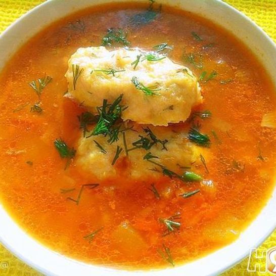 Рецепт овощного супа с куриными кнелями