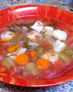 Овощной суп с семгой
