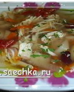Суп овощной с куриной грудкой и фасолью в скороварке
