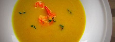 пряный, имбирный крем-суп из картофеля с креветками. Шаг 7