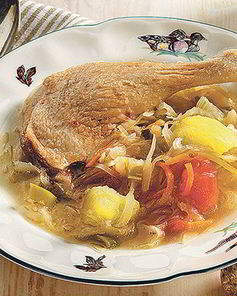 Густые щи с уткой