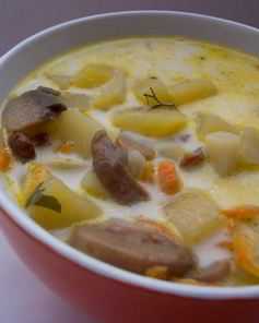 Щи с грибами и фасолью