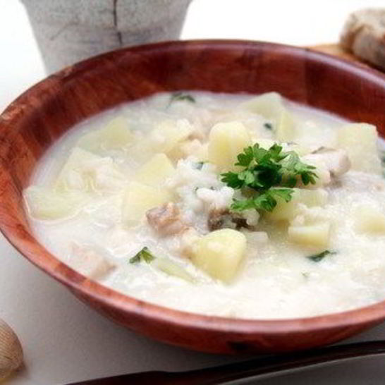Рецепт сливочного супа из рыбы с грибами и кольраби