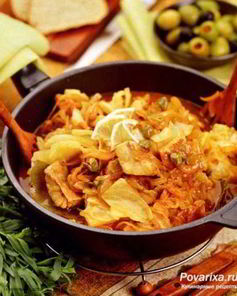 Рыбная солянка на сковороде