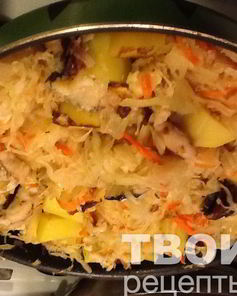 Солянка Второе блюдо Тушенная картошка с рыбой и квашенной капустой