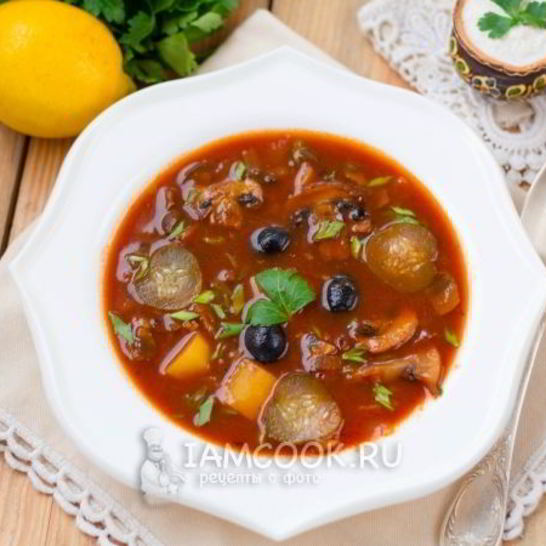 Рецепт вегетарианской грибной солянки