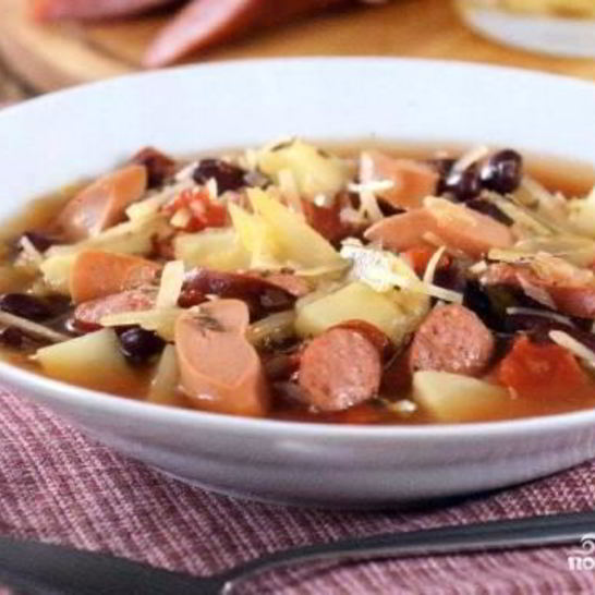 Рецепт супа фасолевого с сосисками
