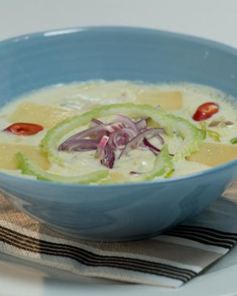 Суп из морского окуня с тертым картофелем