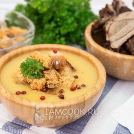 Рецепт горохового супа-пюре с копчеными ребрышками