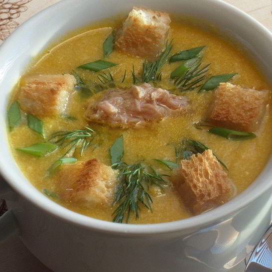 Рецепт кукурузного супа-пюре с тунцом