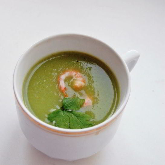 Рецепт супа-пюре из брокколи с креветками