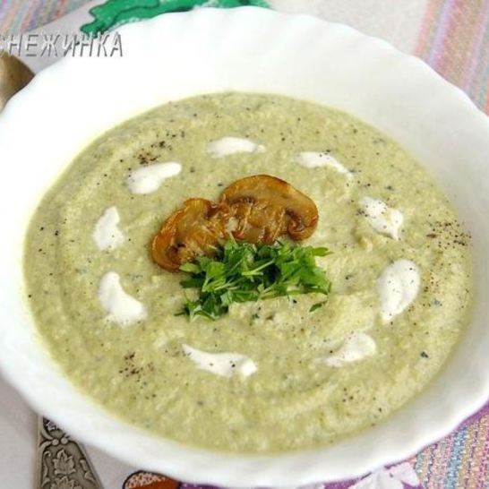 Рецепт супа-пюре из цукини, брокколи и шампиньонов