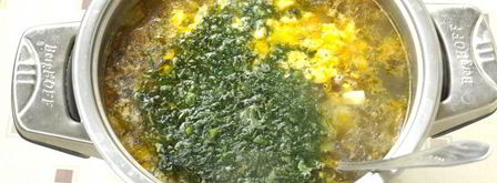 суп с морской капустой и зеленым горошком. Шаг 6