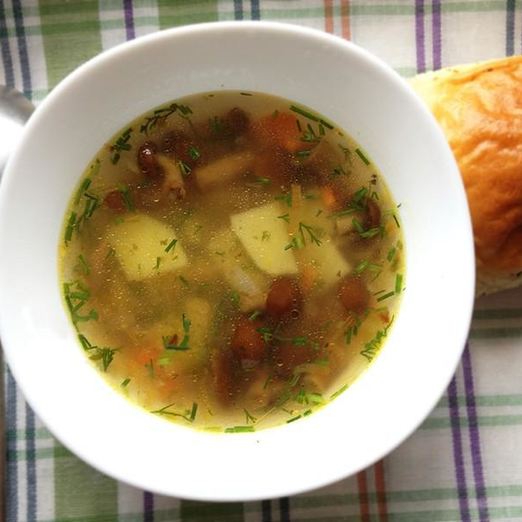 Суп с опятами замороженными