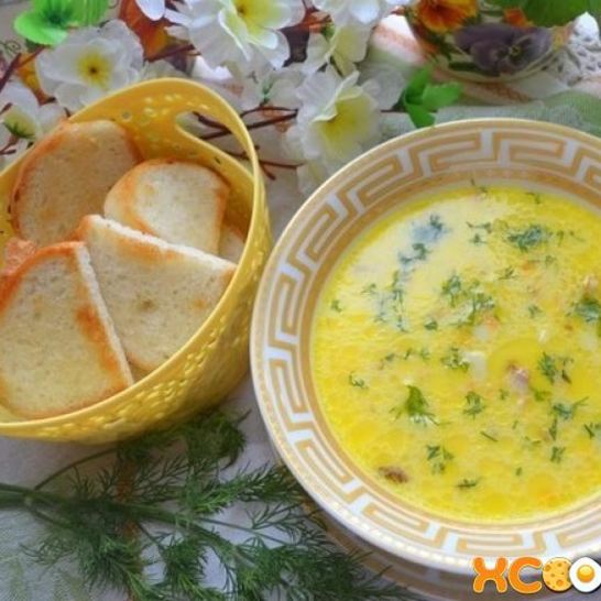 Рецепт сырного супа с копченой курицей