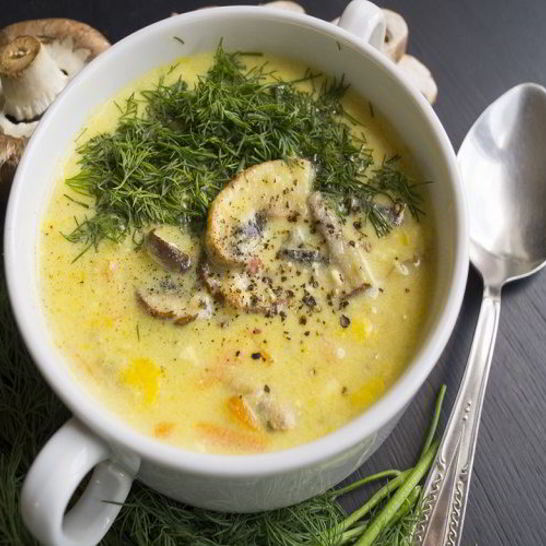 Рецепт сырного супа со свежими грибами