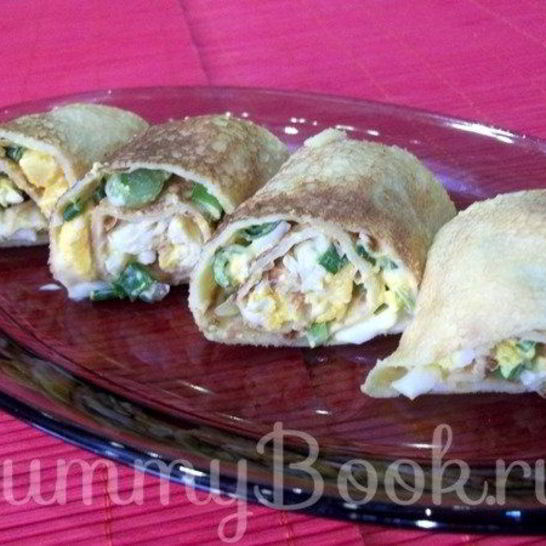 Рецепт блинчиков, фаршированных яйцом и луком
