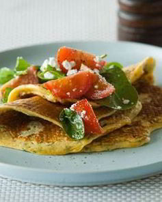 Блинчики с томатами, шпинатом и сыром фета