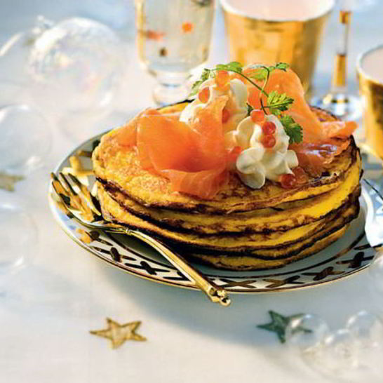 Рецепт блинов из батата с маринованным лососем