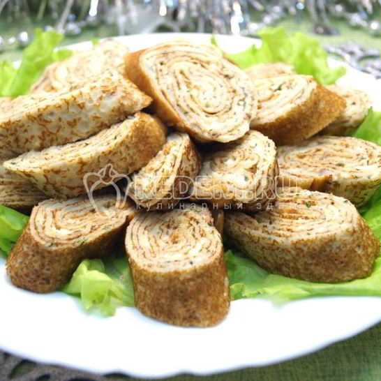 Рецепт блинов с рыбой и сыром