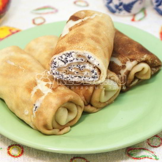 Рецепт блинов с творогом и маком