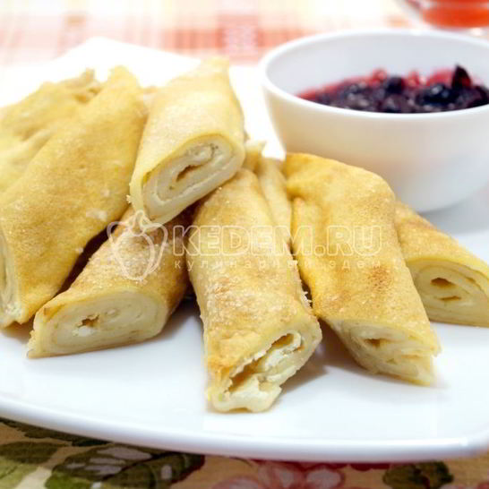 Рецепт блинов с творогом сливочные