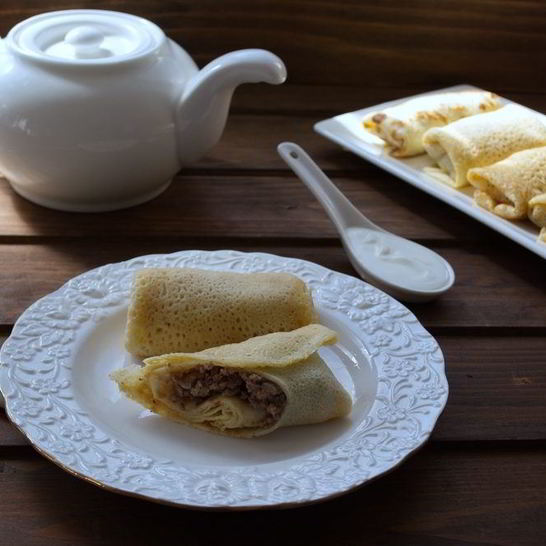 Рецепт фаршированных блинов с мясом