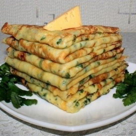 Рецепт сырных блинчиков с петрушкой и чесноком
