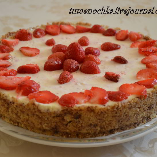 Рецепт чизкейка без выпечки с клубникой