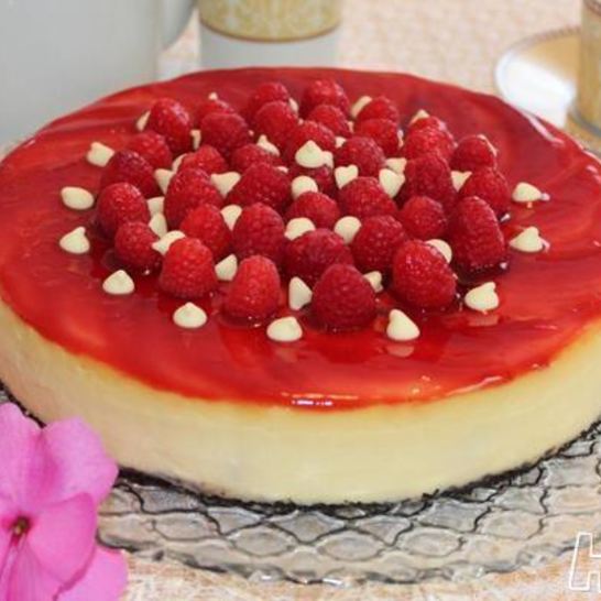 Рецепт чизкейка с белым шоколадом и малиной