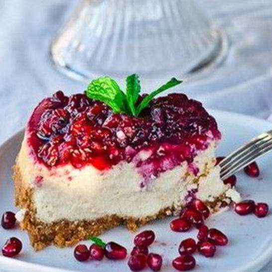 Рецепт чизкейка с гранатом, малиной и ежевикой