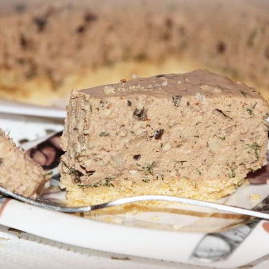 Рецепт печеночного чизкейка с орехами и грибами
