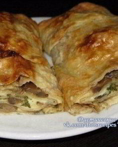 Лаваш с грибами и сыром