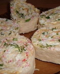 Лаваш с крабовыми палочками и сыром