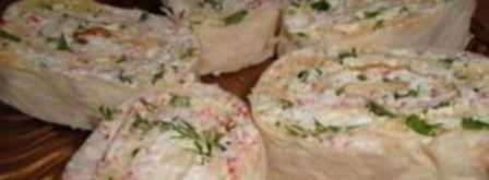 лаваш с крабовыми палочками и сыром. Шаг 7