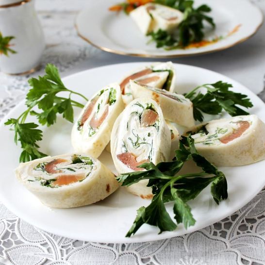 Рецепт лаваша с красной рыбой и творожным сыром