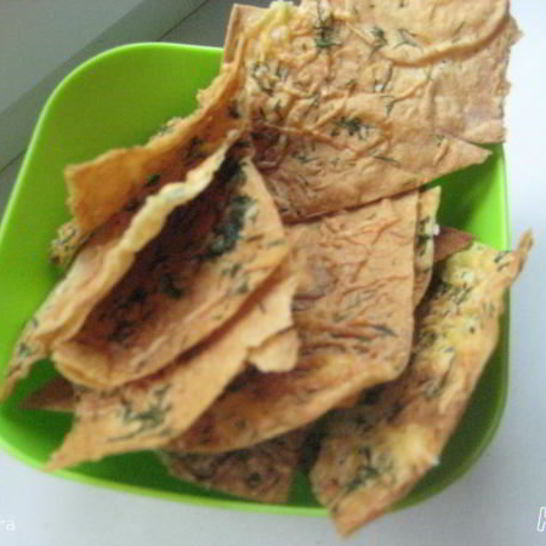 Рецепт сырных чипсов из лаваша с зеленью