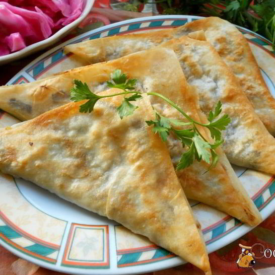 Рецепт треугольничков из лаваша с картофелем и грибами