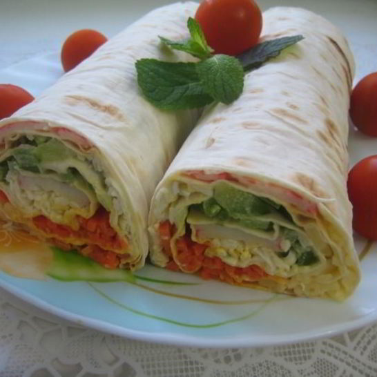 Рецепт цветного рулета из лаваша