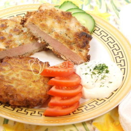Рецепт шницеля с картофельной лепешкой