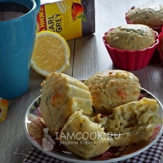 Рецепт закусочных маффинов с сырома и укропома