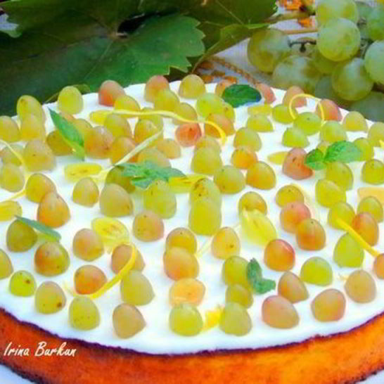 Рецепт лимонного манника с виноградом