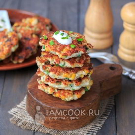 Рецепт куриных оладий с кукурузой