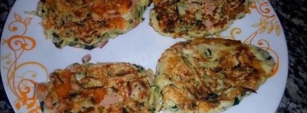 оладьи из кабачков с сыром и ветчиной. Шаг 9