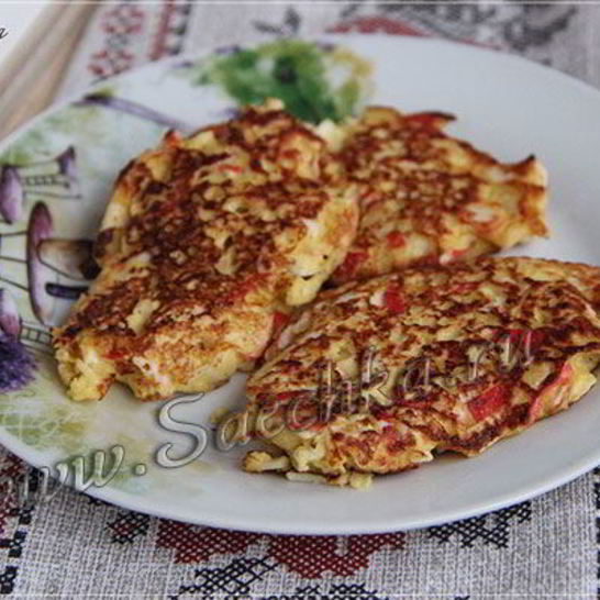 Рецепт оладий из крабовых палочек