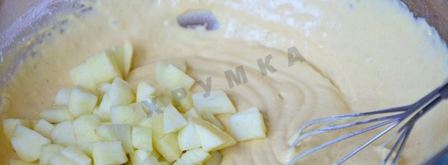 оладьи с тыквенным пюре и яблоками на сметане. Шаг 5