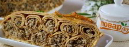 блинный пирог с курицей и грибами. Шаг 22