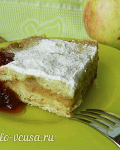 Насыпной пирог с яблоками и творогом