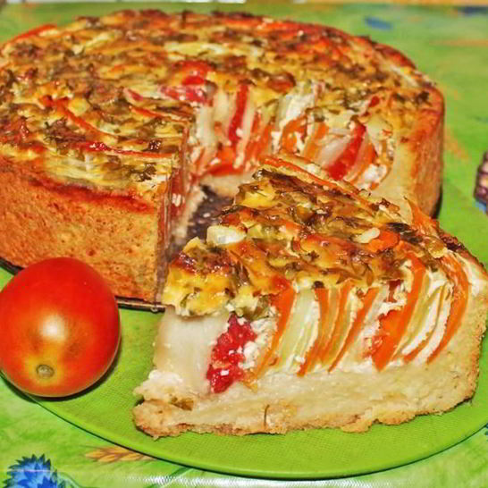Рецепт овощного пирога полосатик с кабачками и морковью