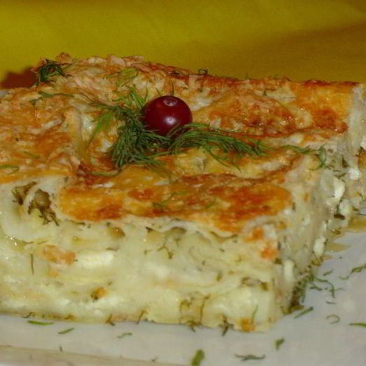 Пирог из лаваша с сыром, творогом и зеленью